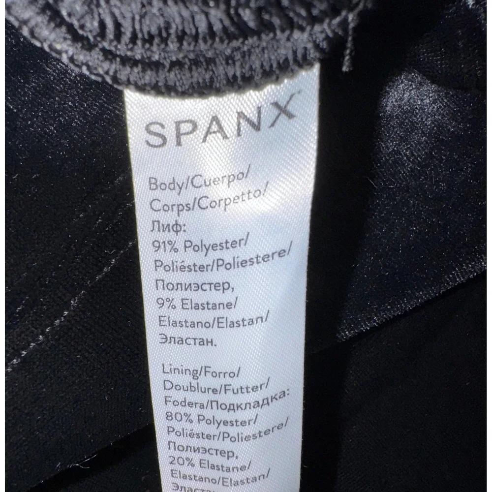 SPANX Velvet Leggings Black High Waisted Slimming Ankle Pants Large L/G